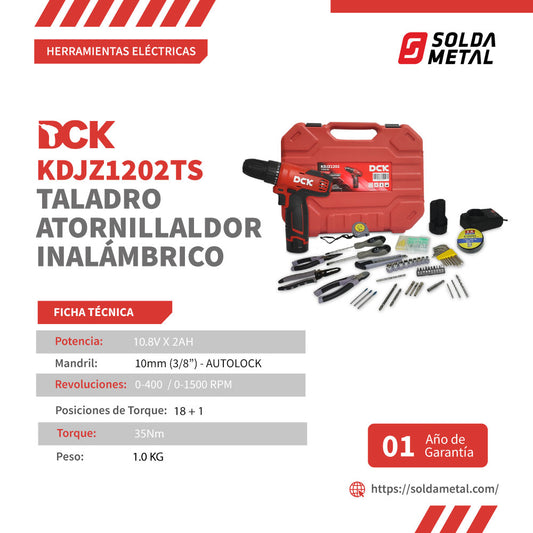 Taladro atornillador inalámbrico 10.8v + 40 accesorios KDJZ1202TS – DCK