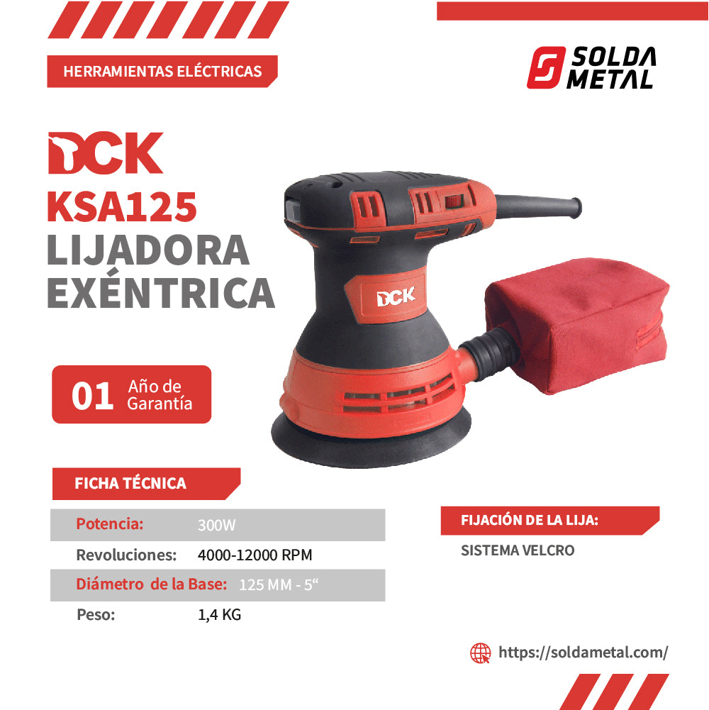 Lijadora Excéntrica 5″ 300W KSA125- DCK