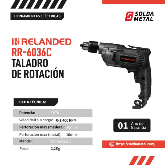 Taladro de Rotación 810W 1/2” – RR-6036C – Relanded