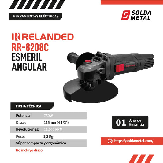 Esmeril angular 4 1/2″ 760W 11,000 RPM RR-8208C – RELANDED