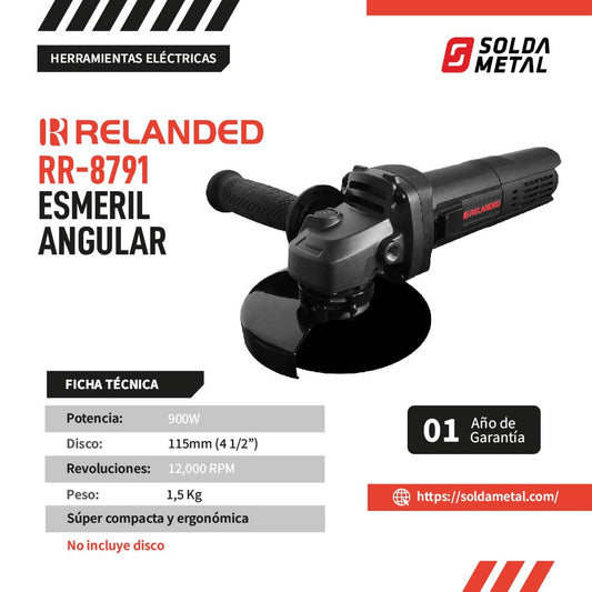 Esmeril Angular 4 1/2″ / 900W / 12,000 RPM RR-8791C – Relanded