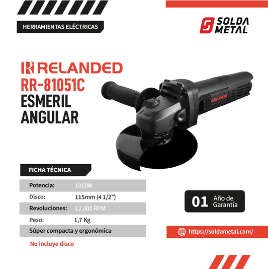 Esmeril Angular 4 1/2″ / 1050W / 12,000 RPM – RR-81051C-Relanded