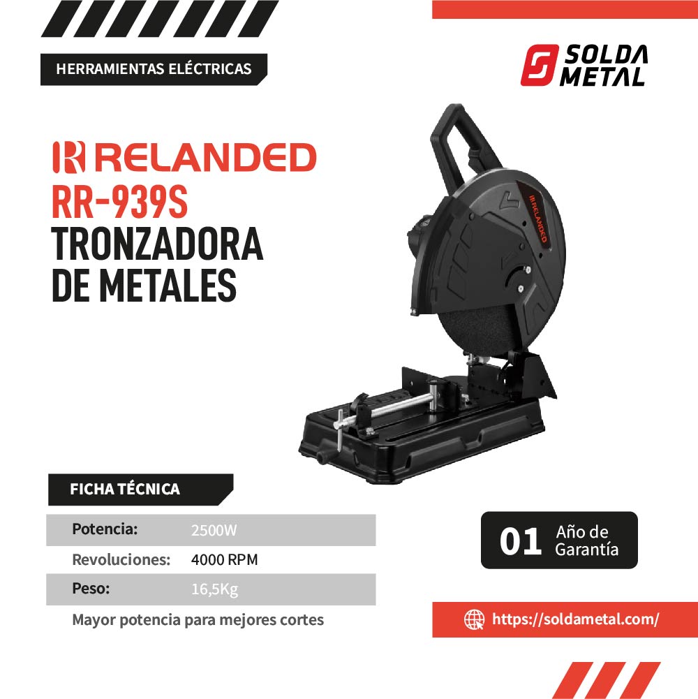 Tronzadora de metales 14″ 2500W – 4000 RPM RR-939S – RELANDED