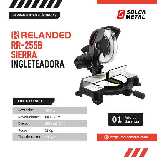 Sierra Ingleteadora FIJA 1800W 10″ RR-255B – RELANDED
