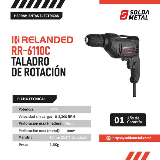 Taladro de Rotación 710W 3/8” – RR-6110C – Relanded